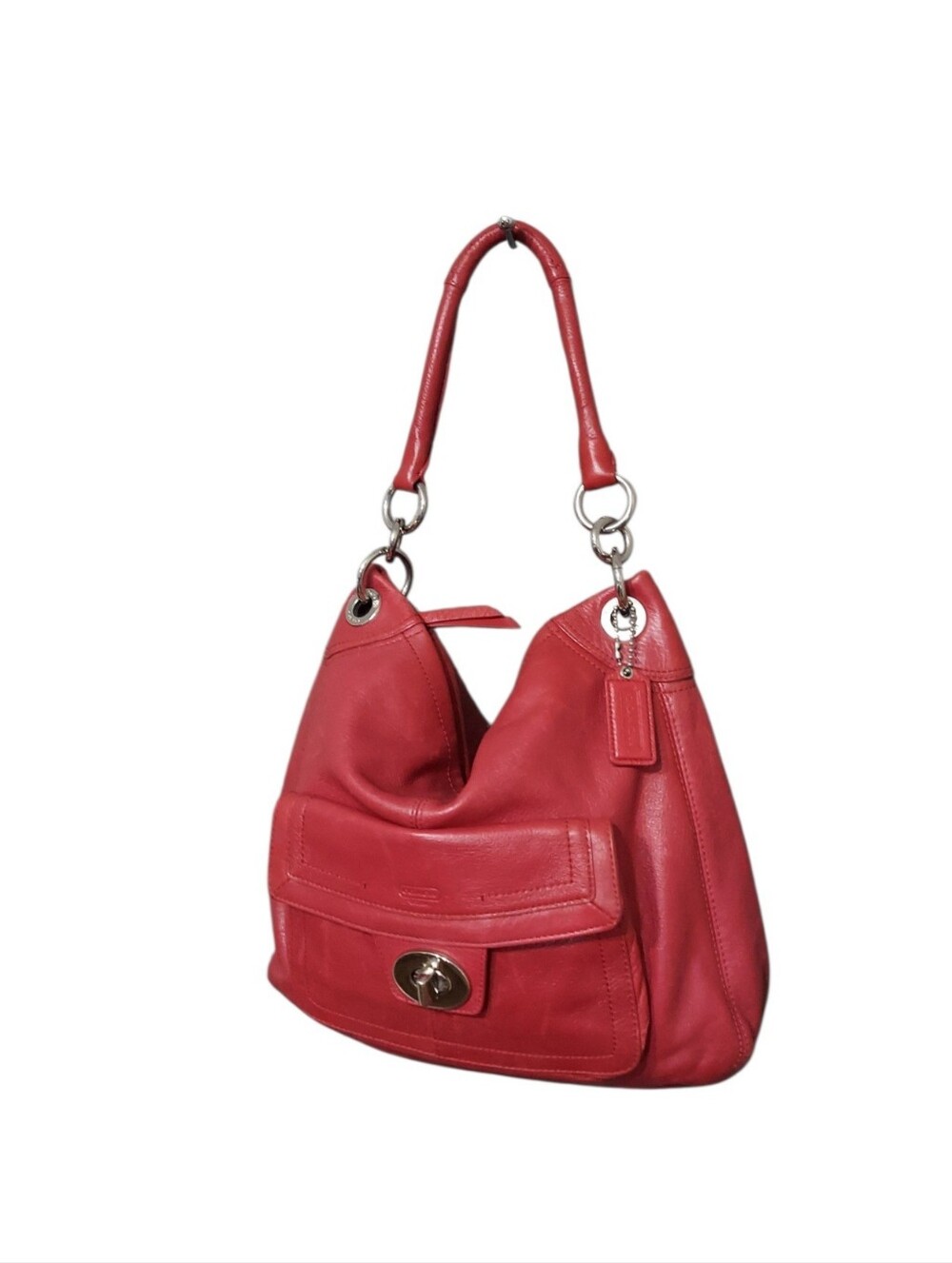 Coach Y2K Vintage Hamptons Leather Turnlock Shoulder Tote No. F15687 Great Cond